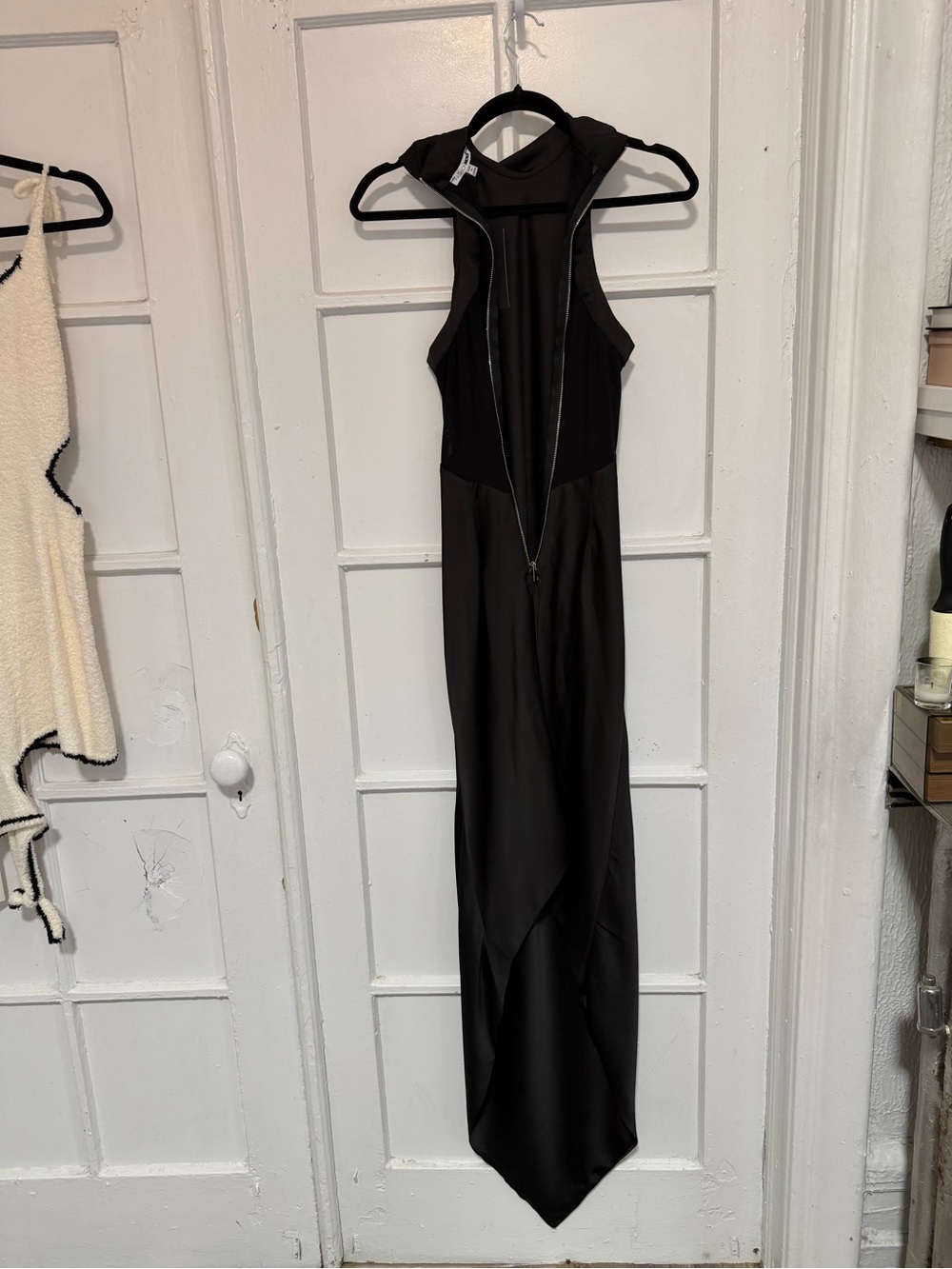 Fashion Nova Black Hooded Maxi Dress with Front Zip